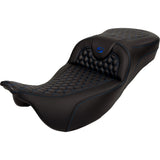Saddlemen Honeycomb Roadsofa™ Seat Honeycomb Blue Stitch Extended Reach Without Backrest - 808-07B-19001 For Harley Touring 2008-2025