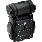 SADDLEMEN 3515-0097 EX000263 EX2200S Sissy Bar Bag with Studded Roll Bag Sissy Bar Bag - Desperado - Black Studded