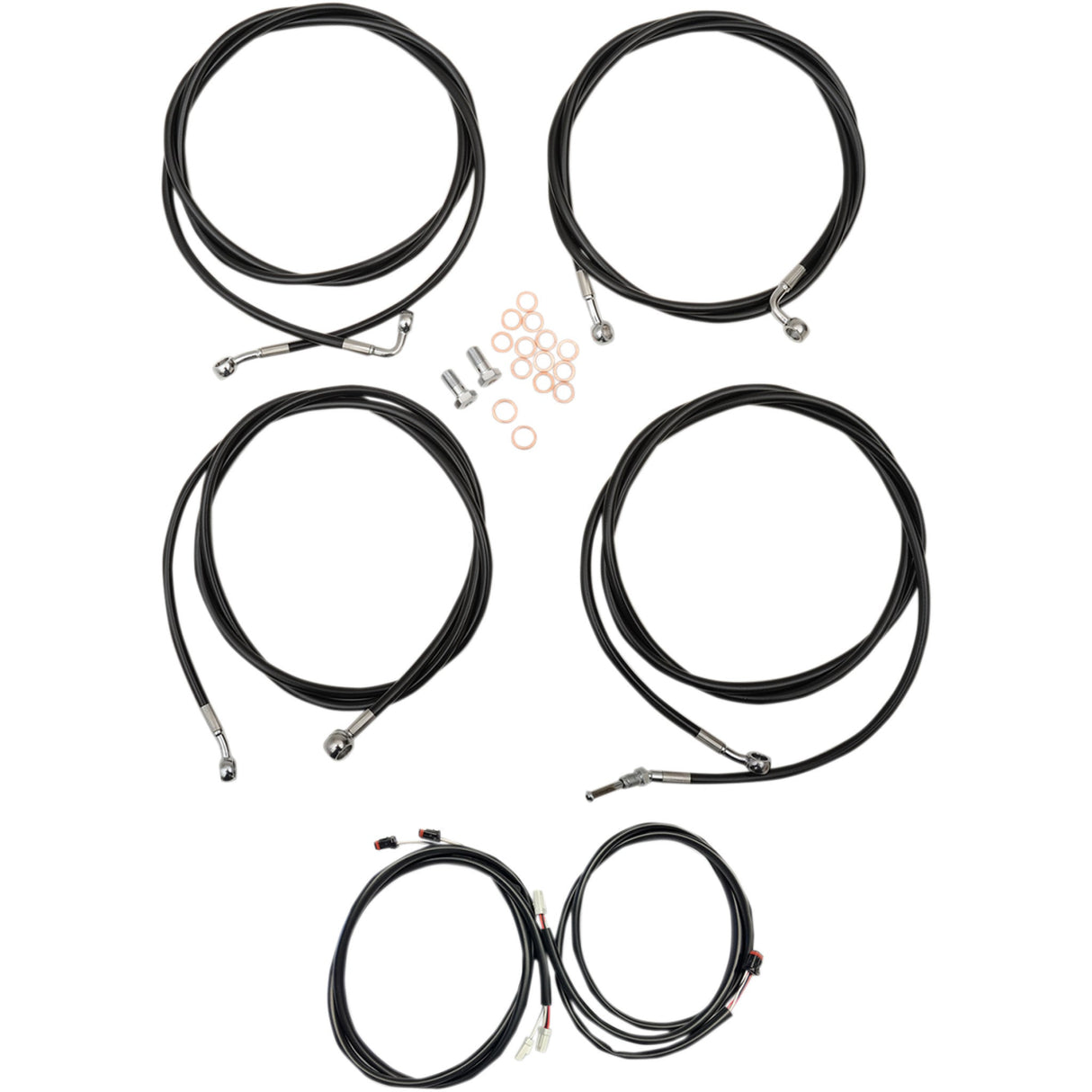 LA Choppers Complete Plug-And-Play Cable Kit 15" 17" Handlebars ABS Black - LA-8054KT3-16B For Harley Touring 2017-2020