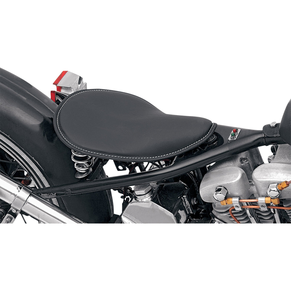 DRAG SPECIALTIES SEATS 0806-0028 Small Low-Profile Spring Solo Seat Seat - Spring Solo - Low-Profile - Small - Black Leather/White Stitching