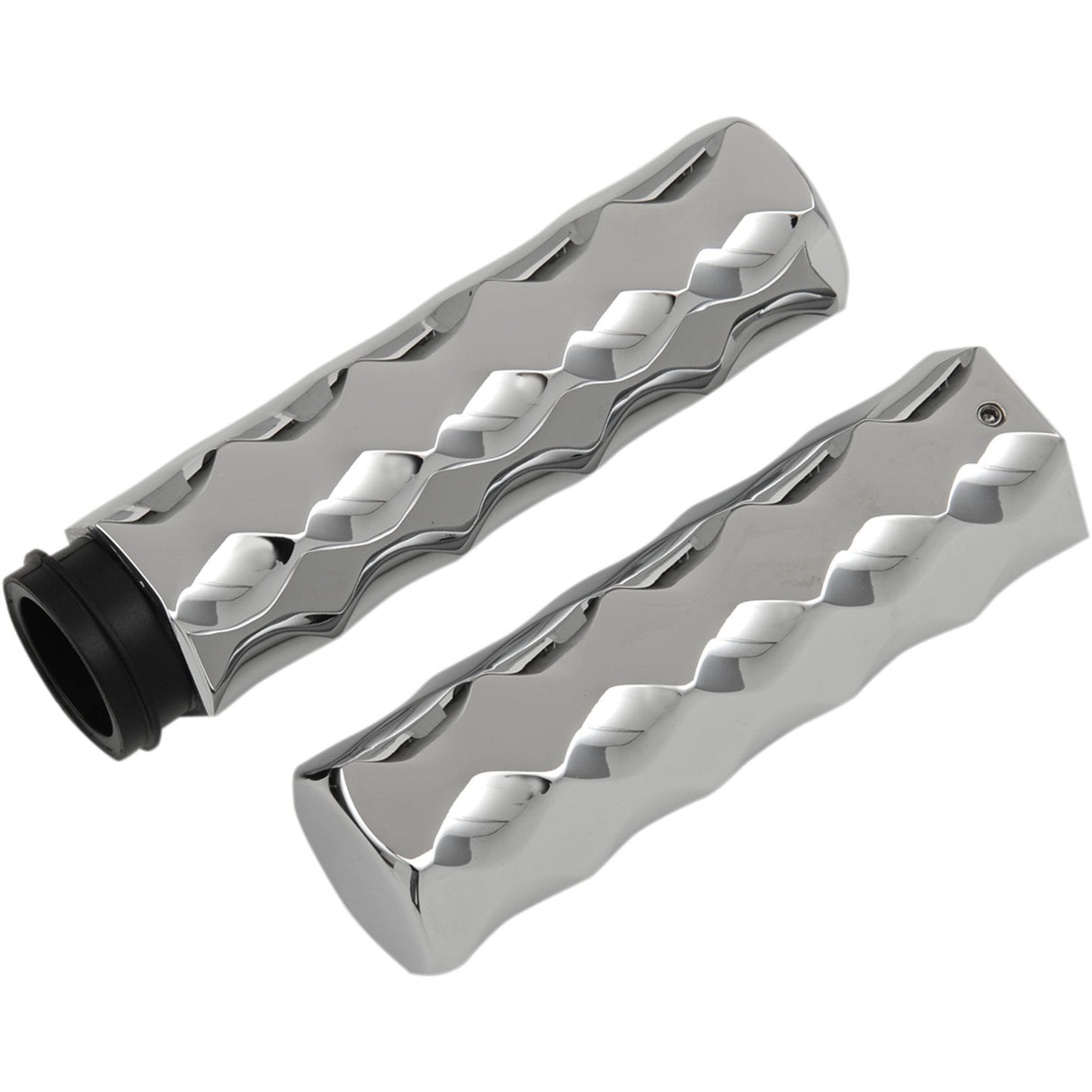 LA Choppers Billet Hex Grips TBW Chrome - LA-7491-00 For Harley Motorcycles 2008-2022