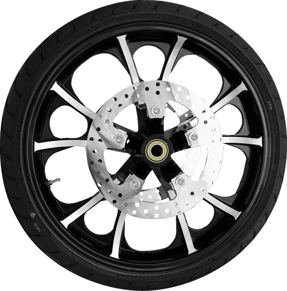 Largo Front Wheel - Black Cut (21") | Rotors (11.8") | Dunlop Tire (130/60B21) - 0335-0019