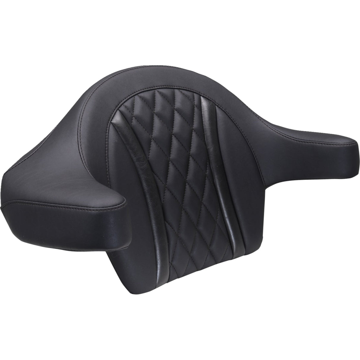 MUSTANG 0822-0635 88430 Extended Arm Wrap-Around Backrest deluxe  - diamond - black stitch - flt/flh '23-'25