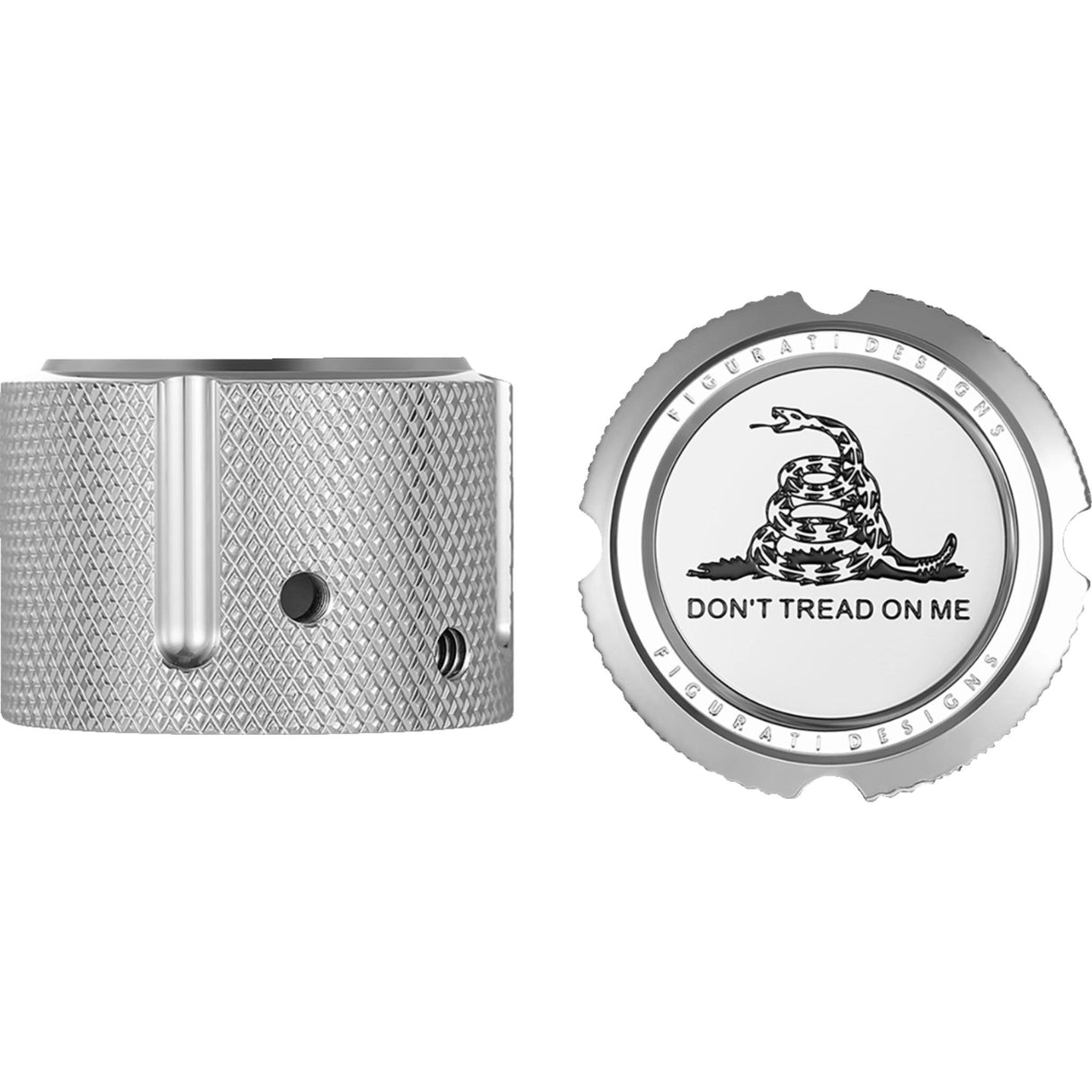 Figurati Designs Front Axle Nut Cover Front Stainless Steel Don't Tread On Me Silver - FD40-FAC-SS For Harley Motorcycles 2002-2022