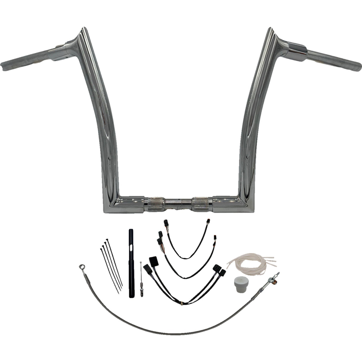 FAT BAGGERS INC. 0601-5843 819614 1-1/2" EZ Install Pointed Top Handlebar Kit - 14" - Chrome
