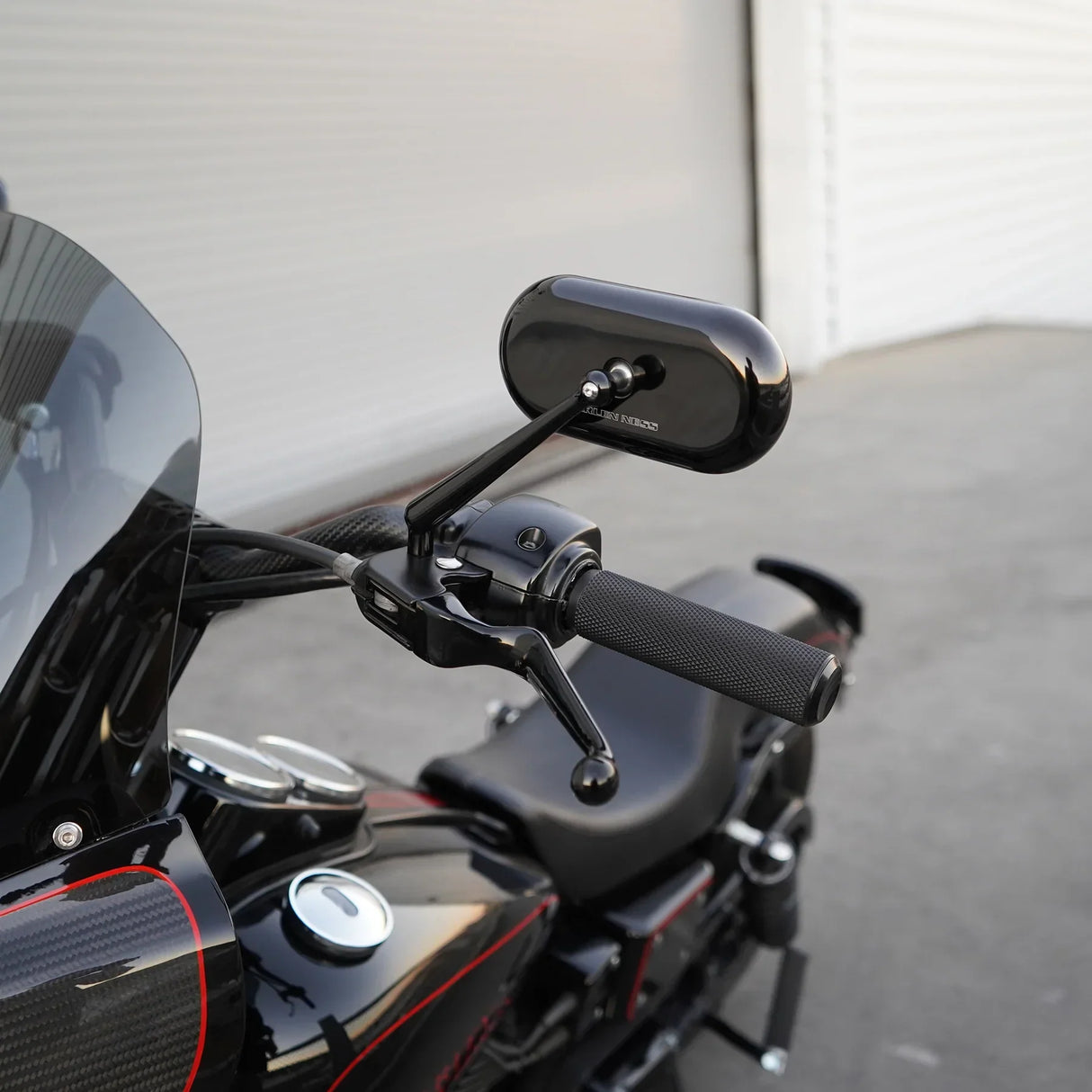 Arlen Ness Forged Oval Mirror Side View Oval Black Left - 13-170