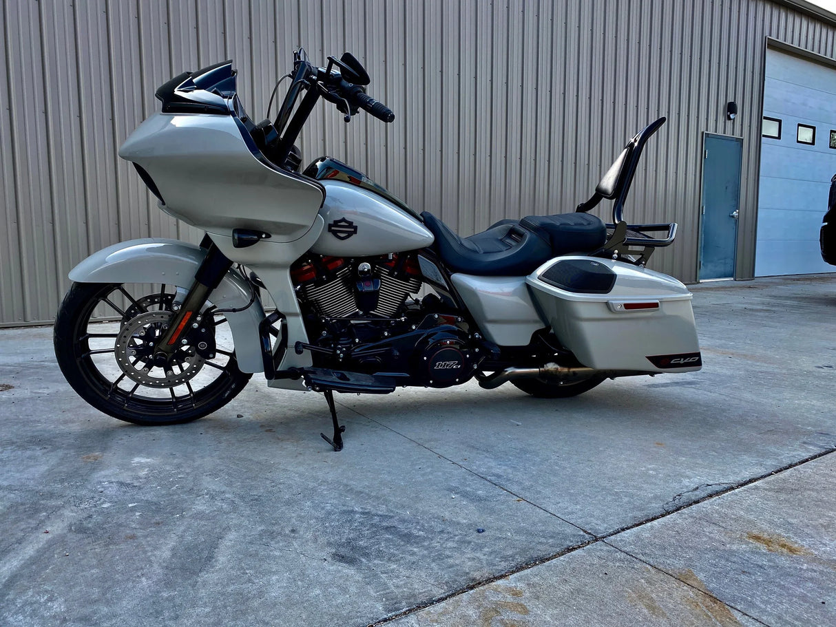 Siouxicide Choppers Touring Military Luggage Rack - Caution, Chrome, For 2009-Up Touring