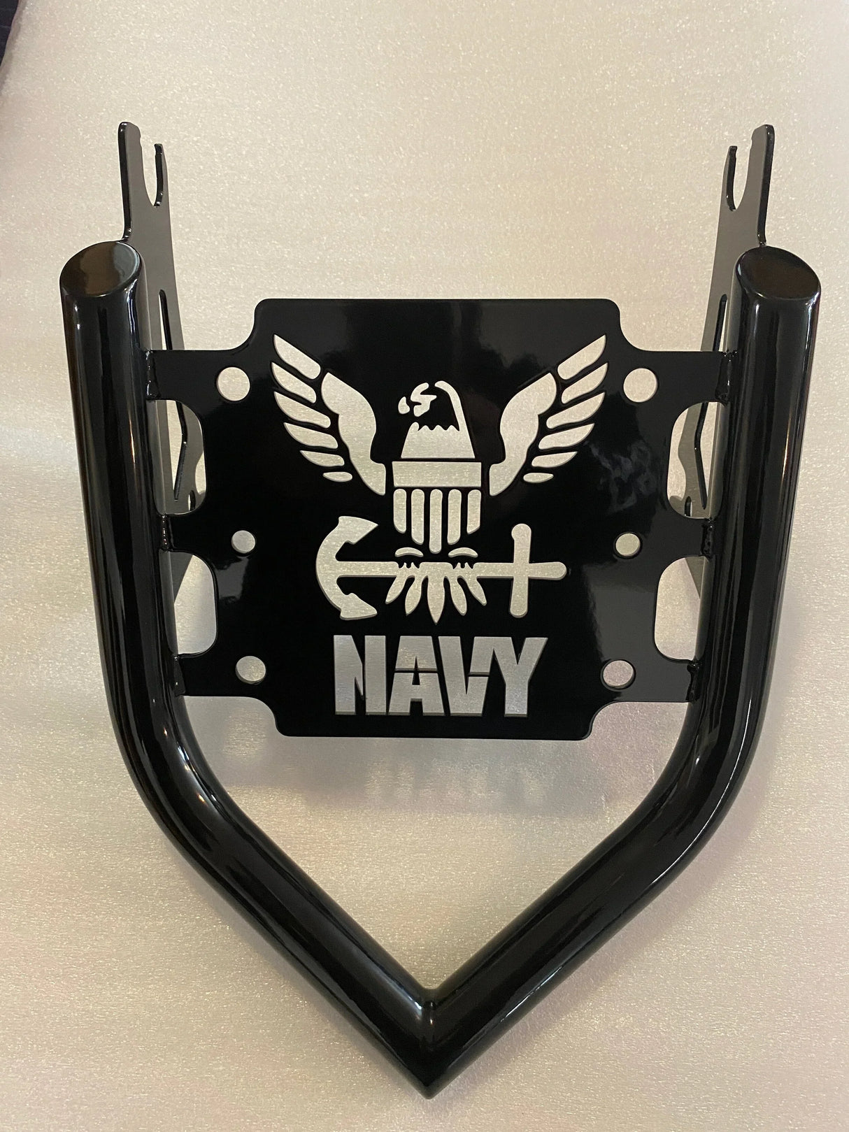 Siouxicide Choppers Touring Military Luggage Rack - Navy, Chrome, For 2009-Up Touring