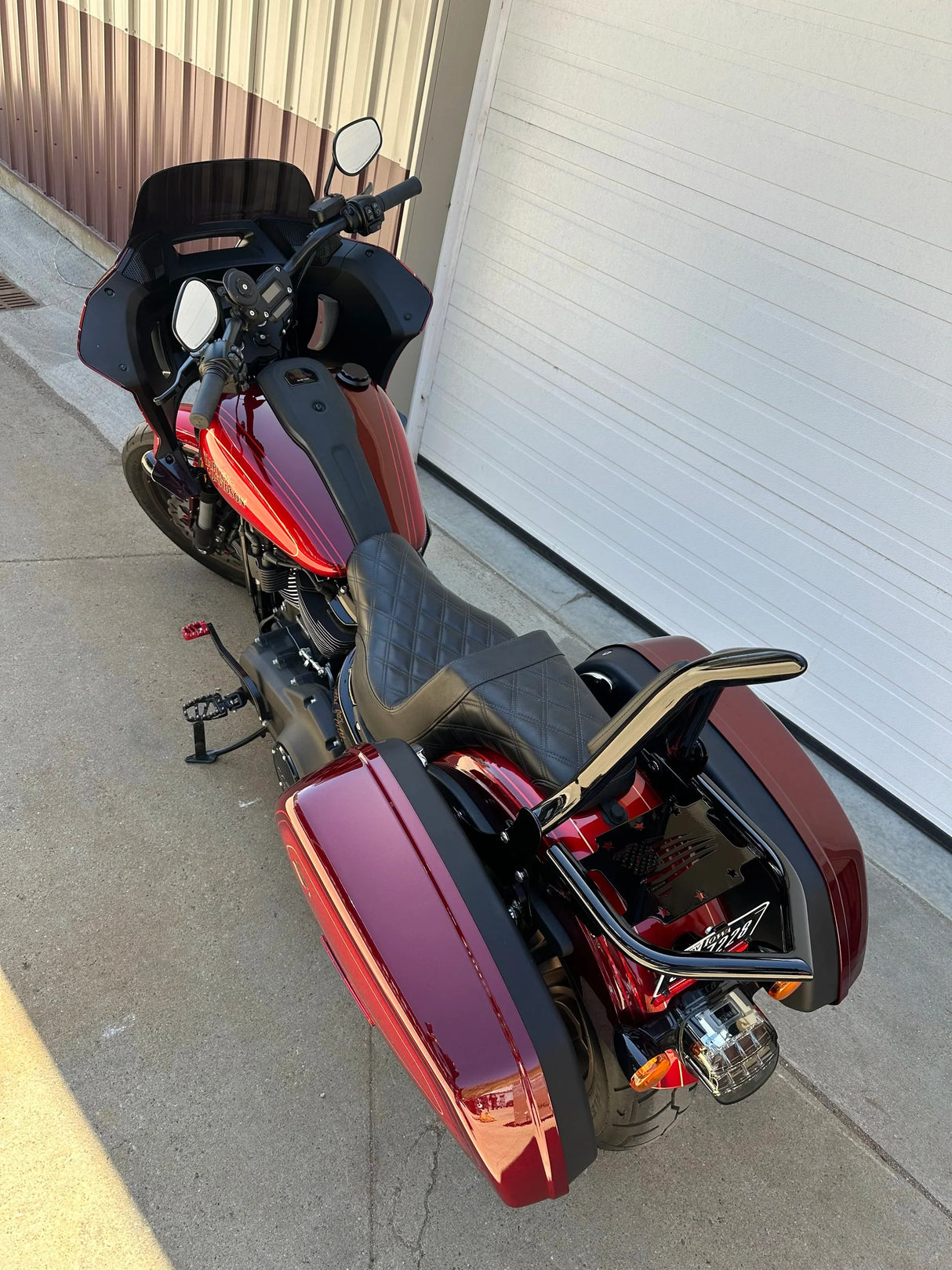 Siouxicide Choppers Luggage Rack Low Rider S, ST, Sport Glide American Flag, Chrome, Low Rider S, ST, Sport Glide For Harley Softail 2018-2026