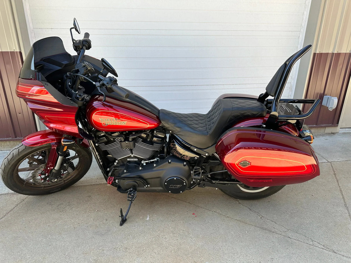 Siouxicide Choppers Luggage Rack Low Rider S, ST, Sport Glide American Flag, Chrome, Low Rider S, ST, Sport Glide For Harley Softail 2018-2026
