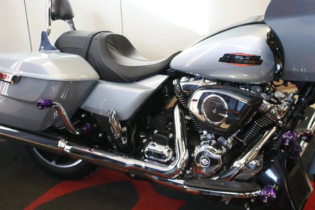 Siouxicide Choppers Sidewinderz Black, Billet Aluminum Translucent Blue, Rear For Harley Touring 2009-2023