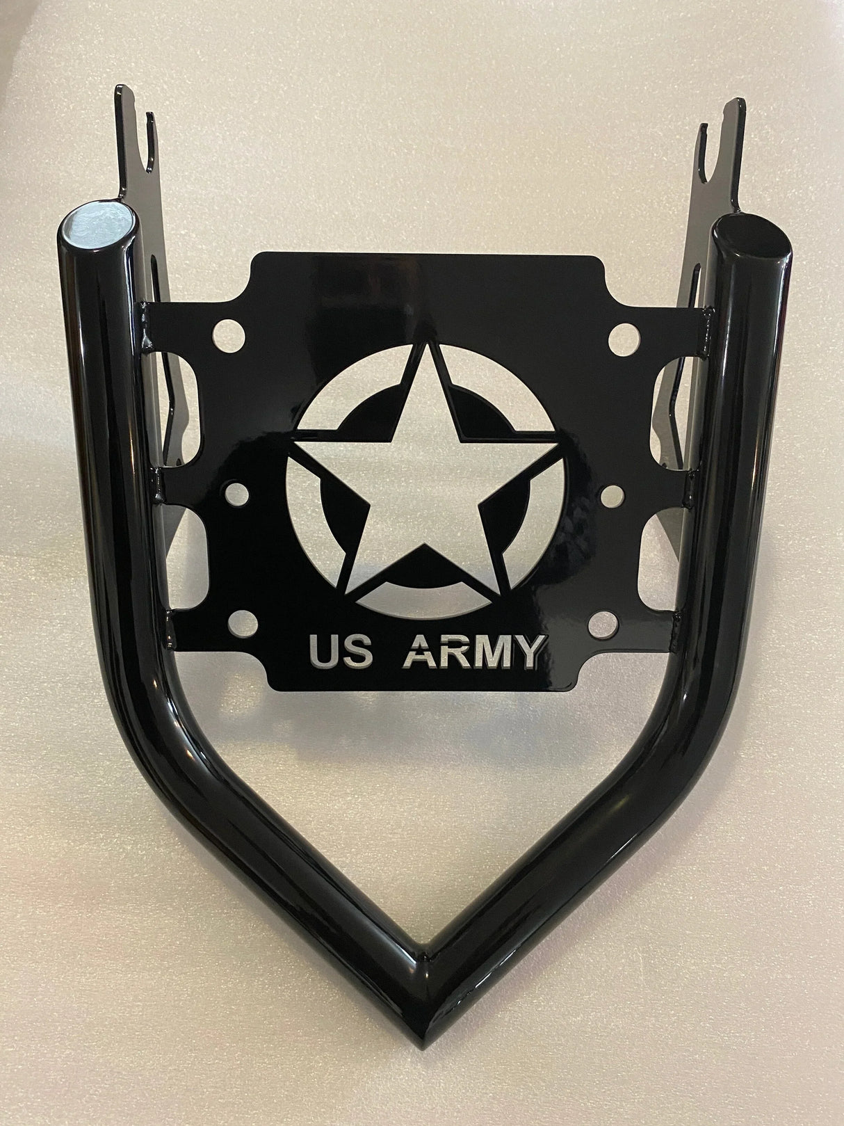 Siouxicide Choppers Touring Military Luggage Rack - Caution, Black, For 2009-Up Touring
