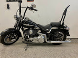 Siouxicide Choppers Softail Excalibur Backrest 1 1/2 In, Short 16, Chrome, Non-Perforated Pad Double Diamond Orange For Harley Softail 1984-2017