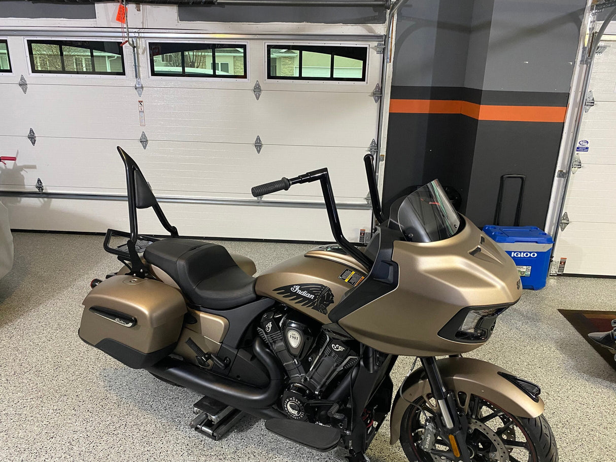 Siouxicide Choppers Excalibur Detachable Sissy Bar Backrest 1 1/2 In, Short 16, Satin Black, Custom Pad Cross Stitch For Indian Challenger 2020-2025