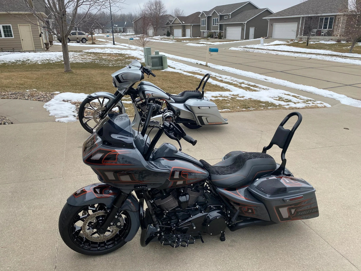 Siouxicide Choppers Touring Kobra Backrest Kobra, Chrome, Perforated Pad Double Diamond Black For Harley Touring 2009-2026