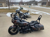 Siouxicide Choppers Touring Kobra Backrest Kobra, Chrome, Perforated Pad Double Diamond Black For Harley Touring 2009-2026