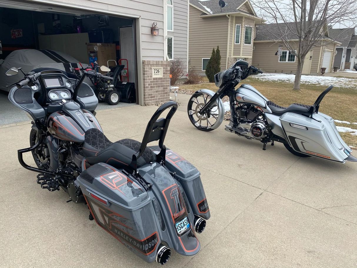 Siouxicide Choppers Touring Kobra Backrest Kobra, Chrome, Perforated Pad Double Diamond Black For Harley Touring 2009-2026