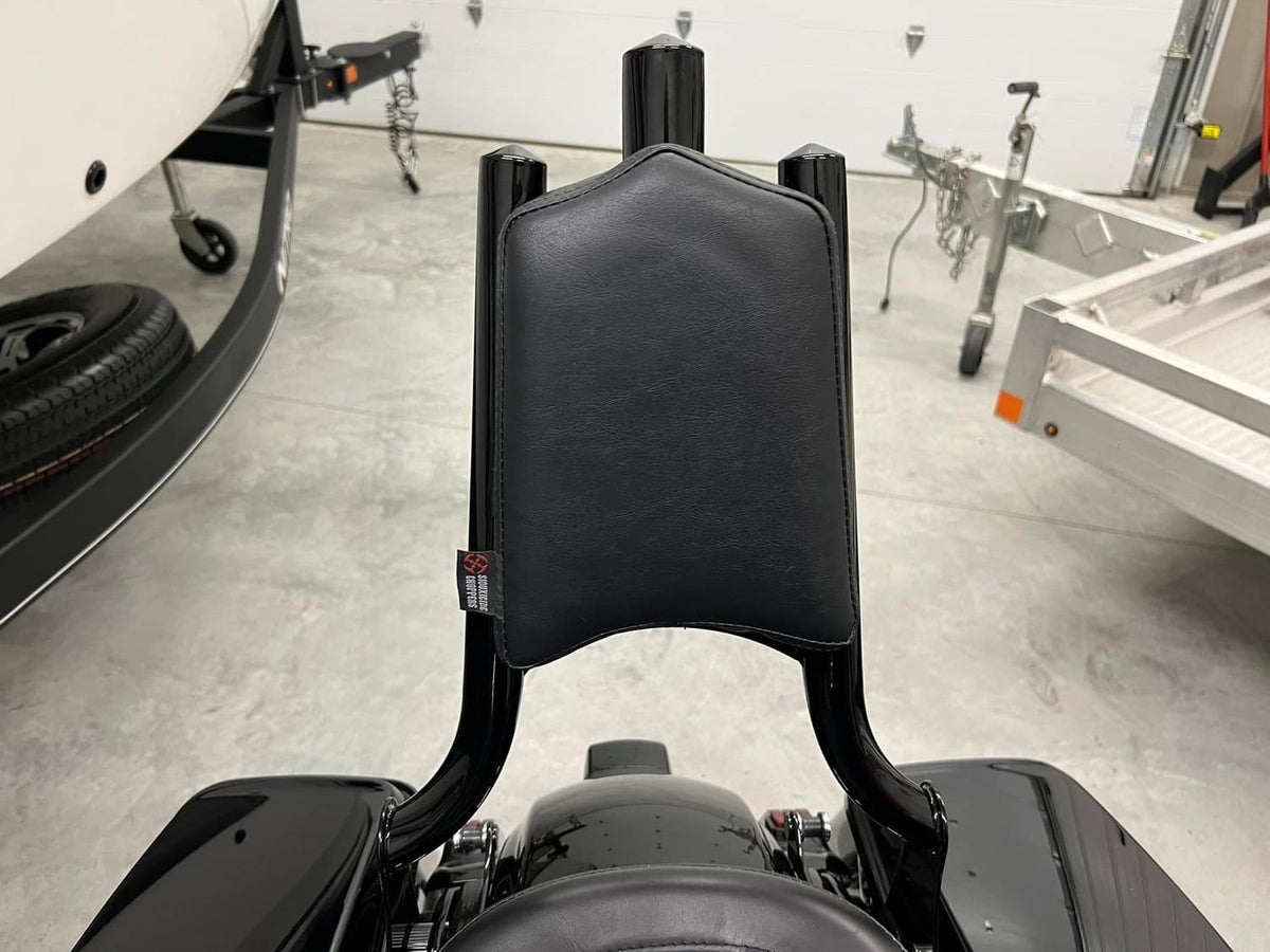 Siouxicide Choppers Trident Detachable Sissy Bar Backrest Black, Non-Perforated Pad Double Diamond Green For Harley Touring 2009-2026