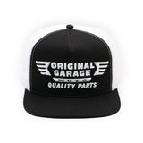 Original Garage Moto OG Quality Parts White/Black Trucker Hat - A-CP-12-WH