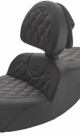 Saddlemen Roadsofa™ Lattice Stitched Seat With Driver Backrest Black - 897-07-182BR For Harley Touring 1997-2007