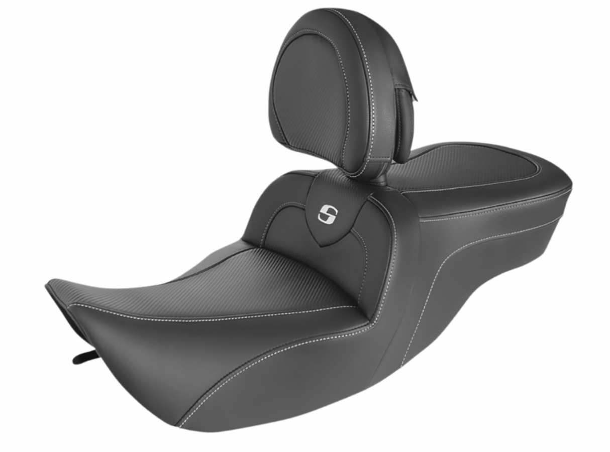 Saddlemen Roadsofa™ Carbon Fiber Seat With Backrest - 897-06-185BR For Harley Touring 1997-2007