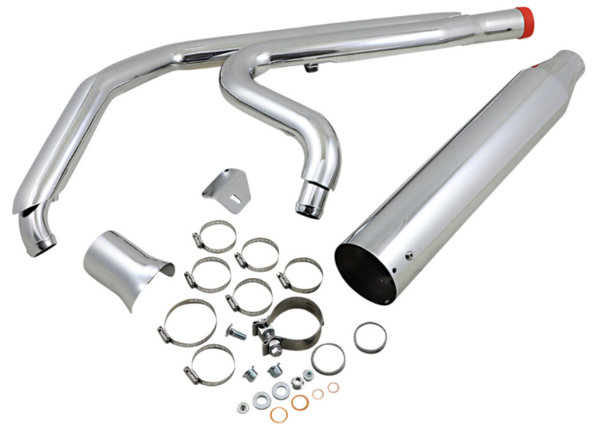 Khrome Werks 2-Into-1 Outlaw Exhaust System Chrome No End Cap Included - 200770 For Harley Touring 2017-2022