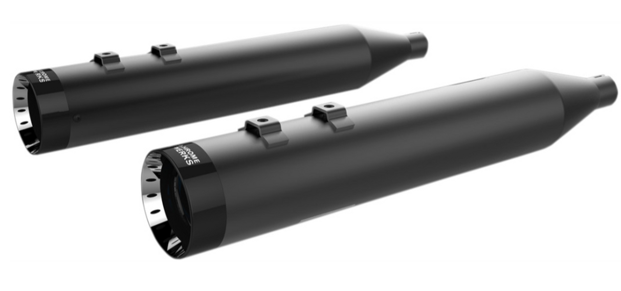 Khrome Werks 4-1/2" HP-Plus® Slip-On Mufflers Black With Turbine Tip - 202845 For Harley Touring 1995-2016