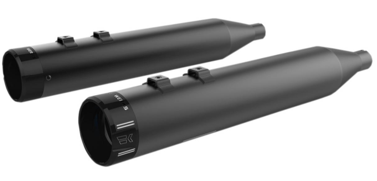 Khrome Werks 4-1/2" HP-Plus® Slip-On Mufflers Black With Klassic Tip - 202830 For Harley Touring 1995-2025