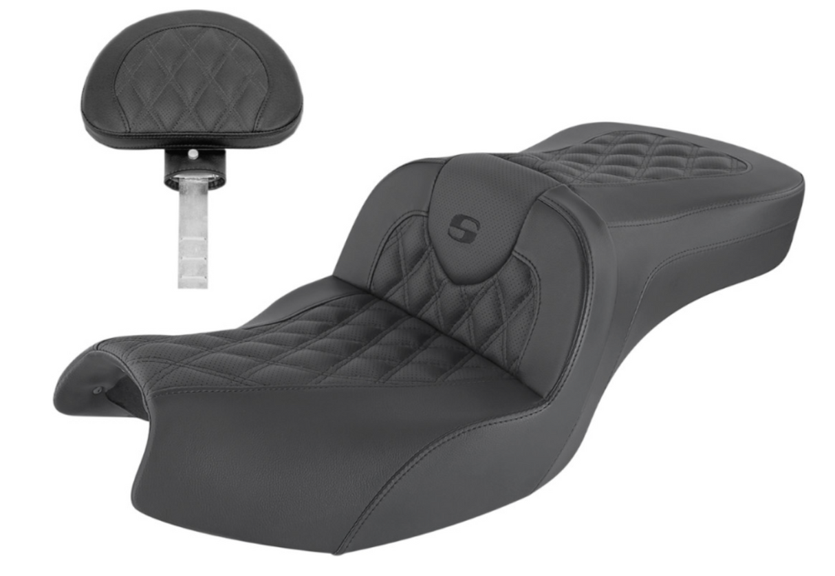 Saddlemen Roadsofa™ Seat ® With Backrest Full Lattice Stitch Black - I20-06-182BR For Indian 2020-2026