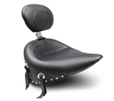 Mustang Wide Solo Seat With Removable Backrest With Backrest Black Studded With Concho - 79485 For Harley Softail 2005-2017