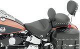 Mustang Wide Solo Seat With Removable Backrest With Backrest Black Studded With Concho - 79485 For Harley Softail 2005-2017
