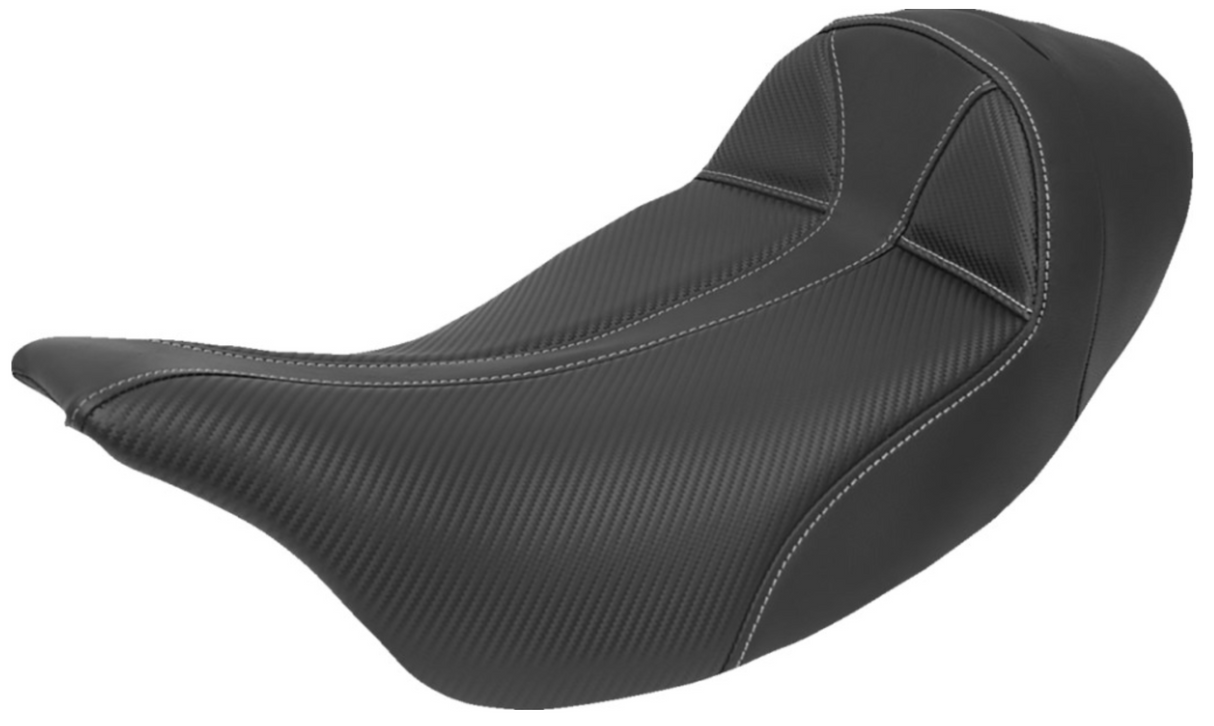 Saddlemen Dominator Solo Seat Extended Reach Without Backrest Black With Gray Stitching - 808-07B-0042EXT For Harley Touring 2008-2025