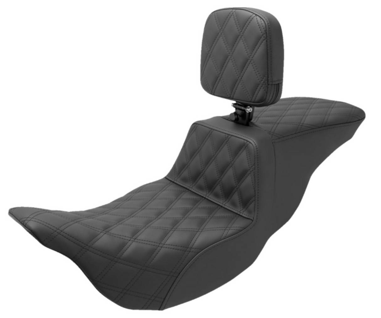 Saddlemen Tour Step-Up Seat Rider Backrest Full Lattice Stitch - 808-07B-195BR For Harley Touring 2008-2025