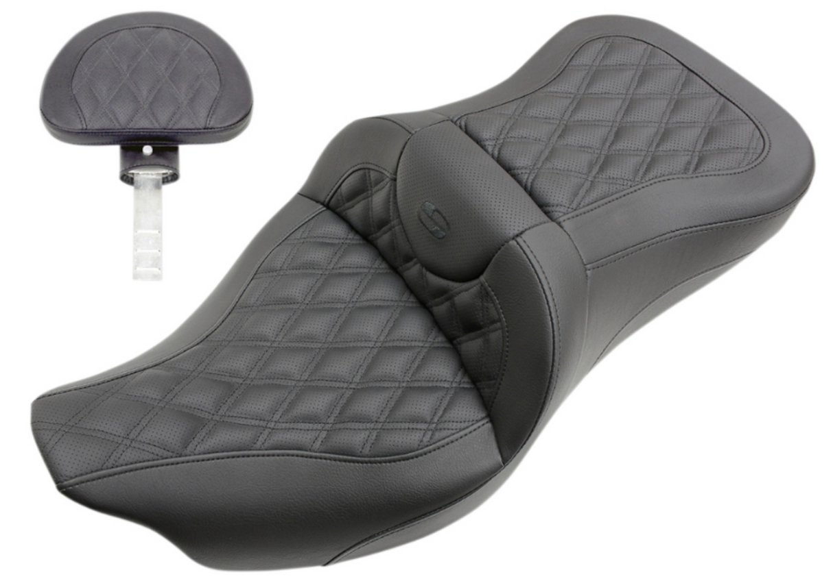 Saddlemen Roadsofa™ Trike Seat Full Lattice Stitch With Backrest Black - 808-07B-182TBR For Harley Touring 2008-2025