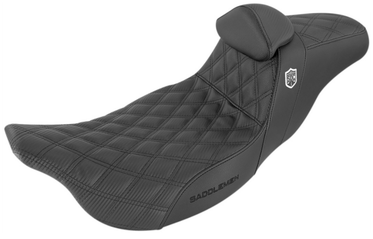 Saddlemen Pro Series SDC Performance Grip Seat With Backrest Lattice Stitch Lumbar Gripper - SC80807DBRT For Harley Touring 2008-2024
