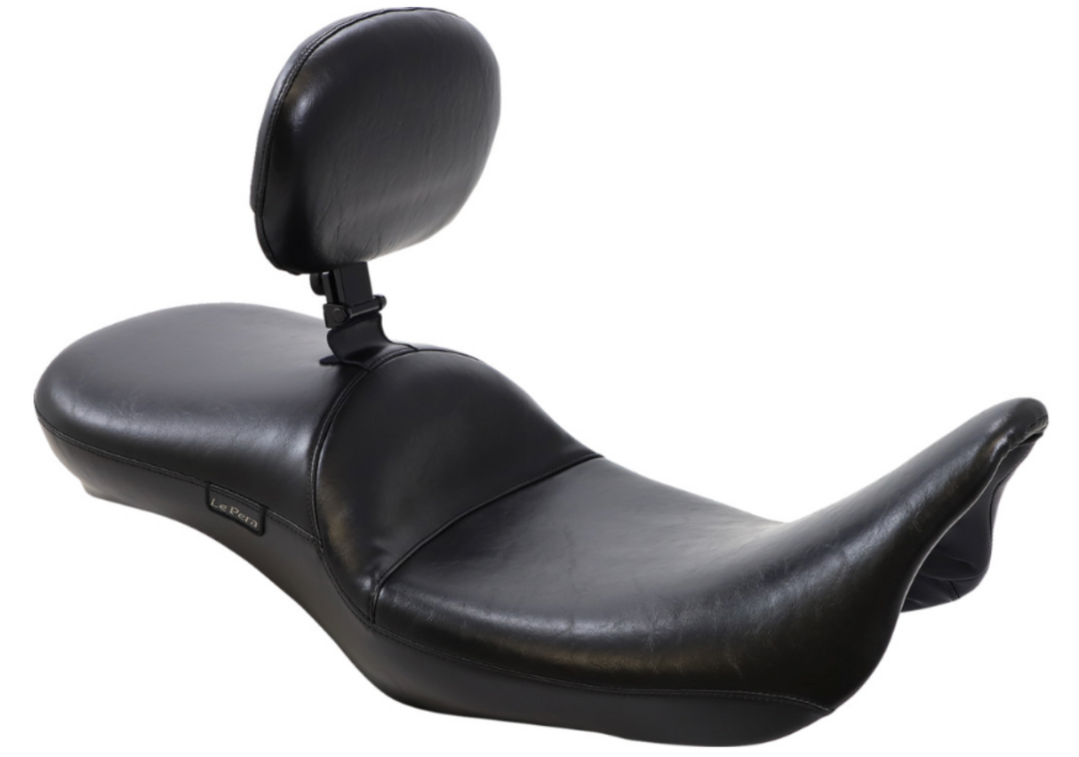 LePera Maverick Daddy Long Legs Seat With Backrest Black Smooth - LK-957DLBRS For Harley Touring 2008-2023