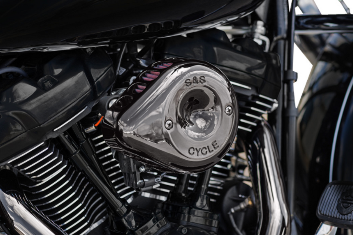 S&S Cycle Stealth Teardrop Air Cleaner Kit M8 Lava Chrome - 170-0782 For Harley Motorcycles 2017-2023
