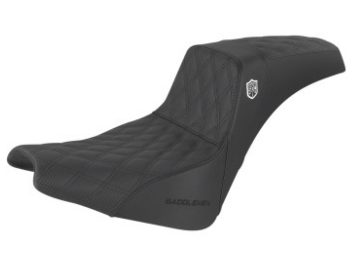 Saddlemen Pro Series SDC Performance Grip Seat Without Backrest Lattice Stitch Lumbar Gripper FX - SC81830DB For Harley Softail 2018-2025