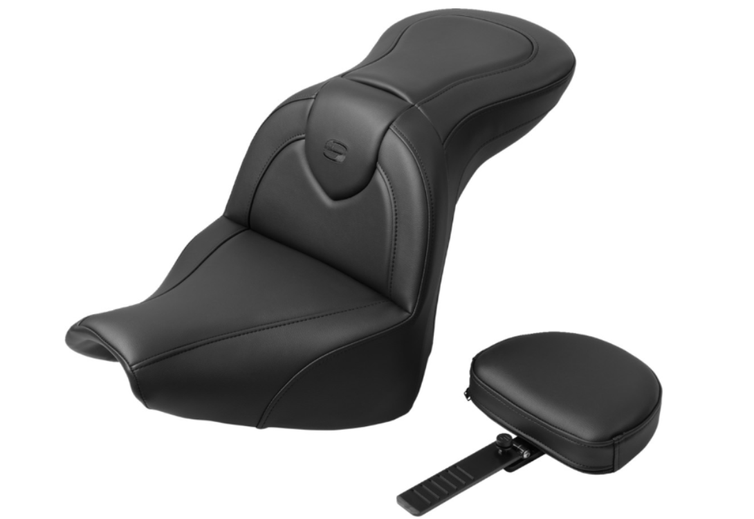 Saddlemen Roadsofa™ Standard Reach Seat With Backrest Black Stitch Fxbr S - 818-31-187BR For Harley Softail 2018-2020