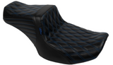 LePera Tailwhip Seat Blue Double Diamond Stitch - LV-587DD-BE01 For Harley Touring 2023-2026