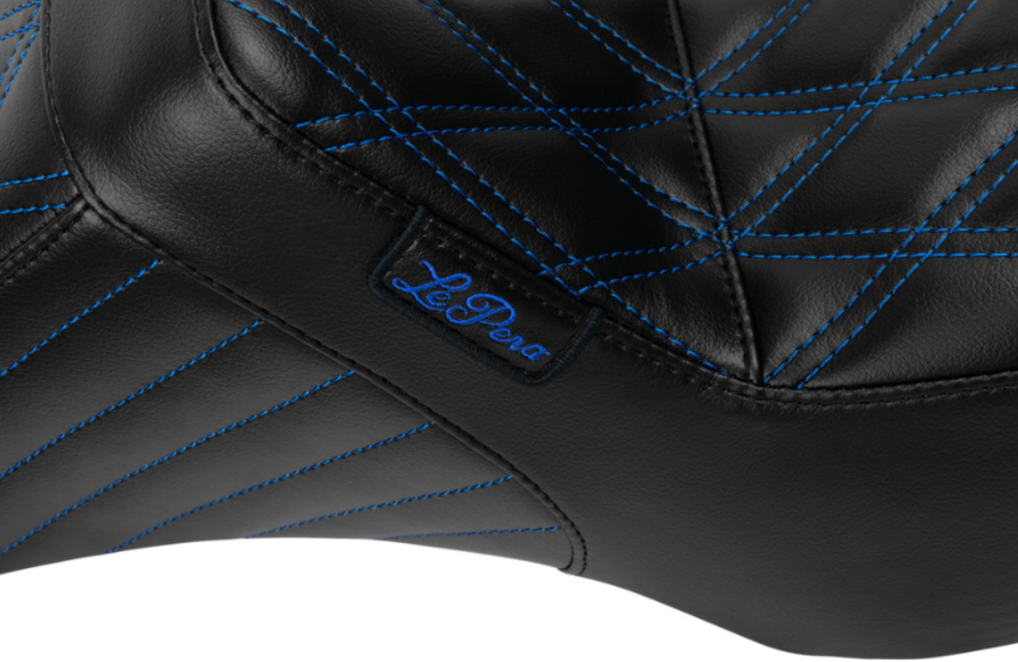 LePera Tailwhip Seat Blue Double Diamond Stitch - LV-587DD-BE01 For Harley Touring 2023-2026