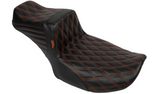 LePera Tailwhip Daddy Long Legs Seat Burnt Orange Double Diamond Stitch - LV-587DLDD-OB4 For Harley Touring 2023-2026