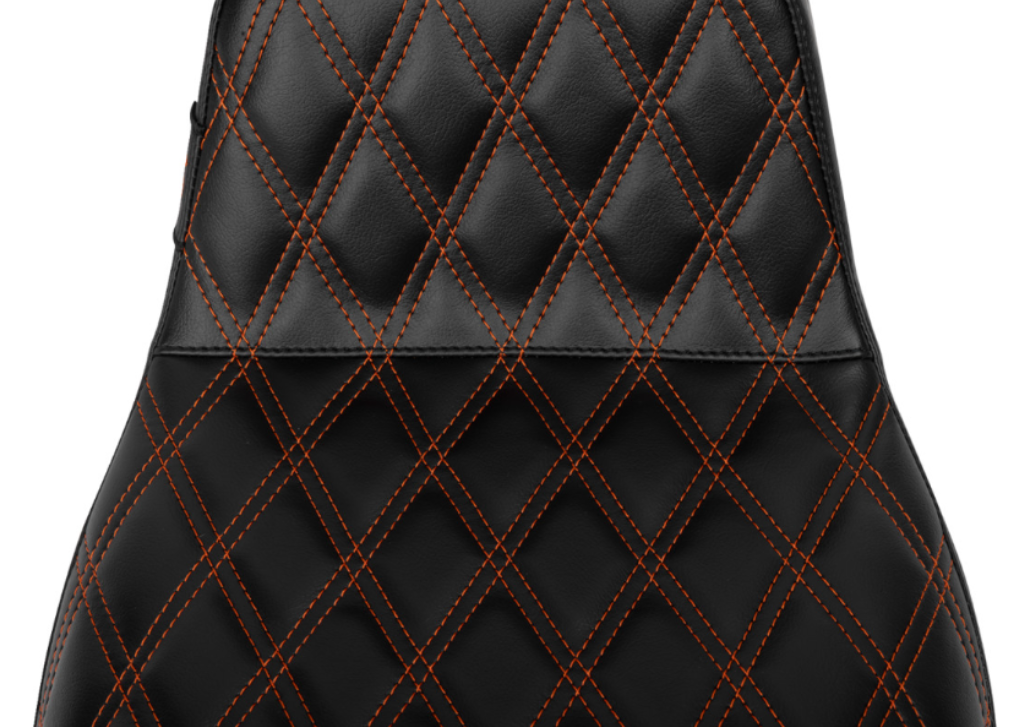 LePera Tailwhip Daddy Long Legs Seat Burnt Orange Double Diamond Stitch - LV-587DLDD-OB4 For Harley Touring 2023-2026