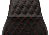 LePera Tailwhip Daddy Long Legs Seat Burnt Orange Double Diamond Stitch - LV-587DLDD-OB4 For Harley Touring 2023-2026
