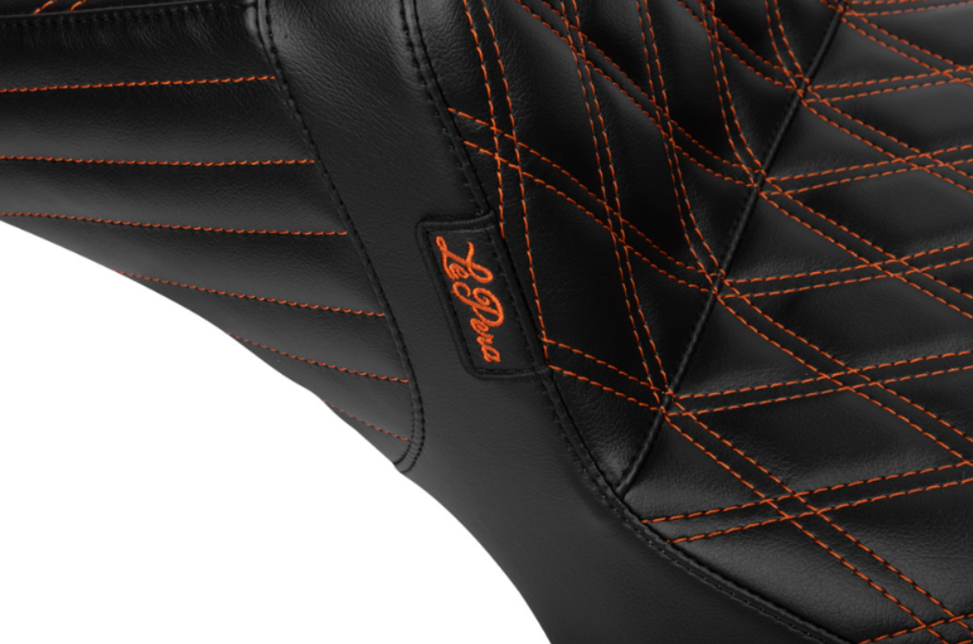 LePera Tailwhip Daddy Long Legs Seat Burnt Orange Double Diamond Stitch - LV-587DLDD-OB4 For Harley Touring 2023-2026