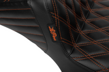 LePera Tailwhip Daddy Long Legs Seat Burnt Orange Double Diamond Stitch - LV-587DLDD-OB4 For Harley Touring 2023-2026