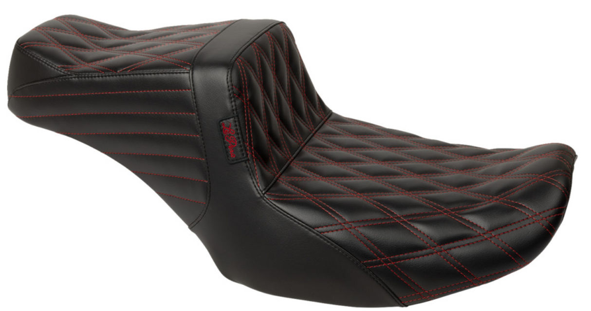 LePera Tailwhip Seat Red Double Diamond Stitch - LV-587DD-R01 For Harley Touring 2023-2026