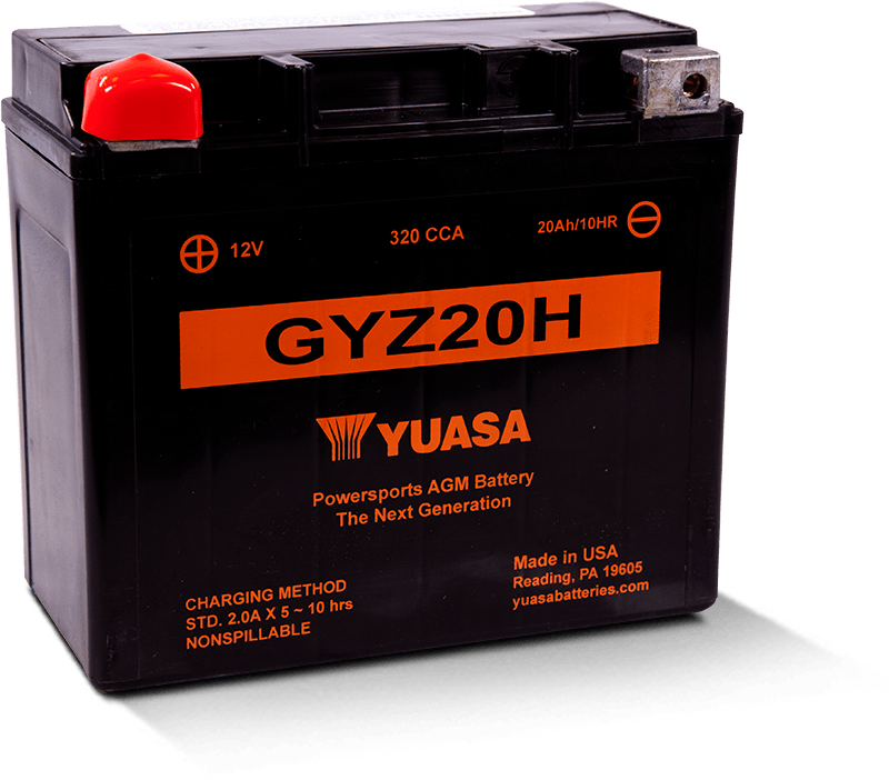 Yuasa Battery GYZ20H High Performance Maintenance Free AGM 12-Volt Battery - YUAM72RGH For Harley Sportster / Low / Sport / Softail 1982-1996