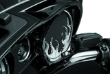 Kuryakyn Flame Speaker Grills Chrome - 7374 For Harley Touring 2014-2021