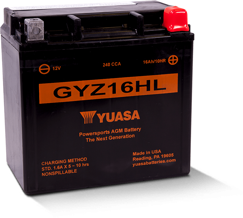 Yuasa Battery GYZ16HL High Performance Maintenance Free AGM 12-Volt Battery - YUAM716GHL For Harley Sportster 2009-2021